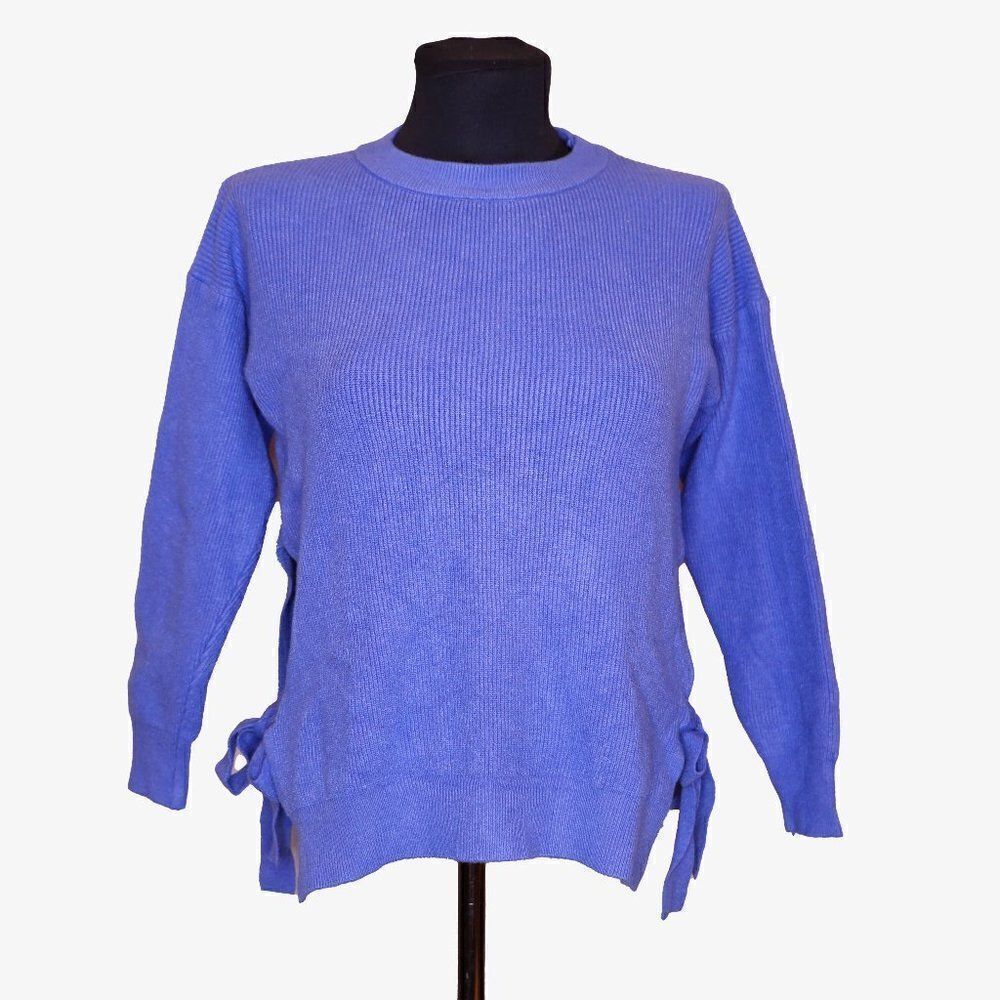 Periwinkle Blue Cropped Tie Up Sweater Sz XS - Picture 2 of 5